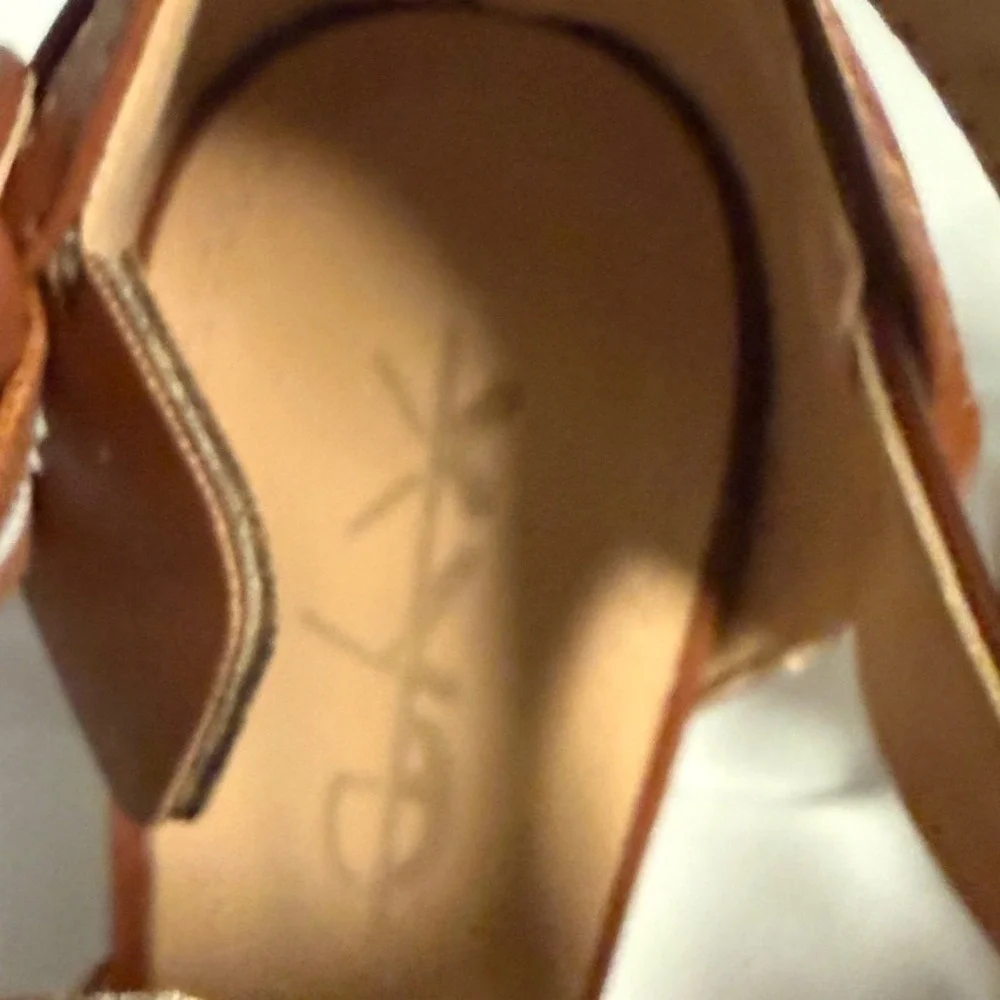 Cognac Brown Peep Toe Stiletto Booties Double Buckle Ankle Strap Cut Out Size 10